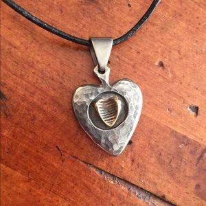 Stainless steel rustic heart pendant